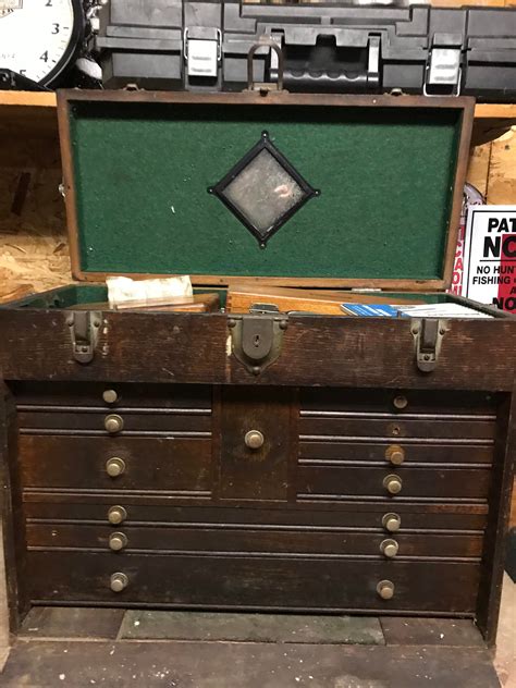 vintage sander in steel tool box|antique tool boxes worth money.